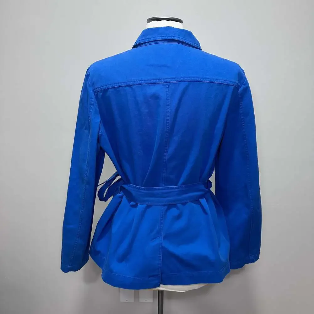 Draper James Belted 100% Cotton Twill Jacket in French Blue, Sz L - Picture 7 of 11